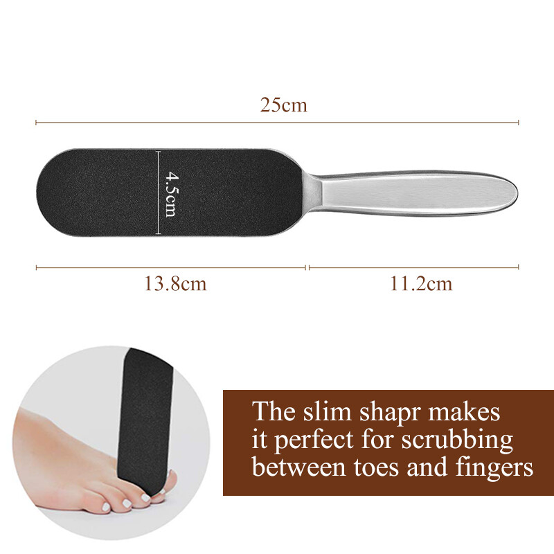 1 rinkinys dvipusis nerūdijančio plieno pedikiūro pėdų dildė + 10 vnt sauso šlifavimo popieriaus Daugkartinio naudojimo kietos odos valiklis pėdų priežiūros pedikiūro įrankiai