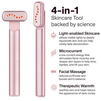 EMS Microcurrent Face Lifting Device Червена светлина Facial Wand Eye Neck Massager Skin Sighting Anti Wrinkle Skin Care Beauty Tool