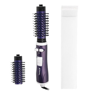 Kemei 2in1 rotacinis karšto oro sukimo šepečių rinkinys plaukų džiovintuvo šepečiui formuoti, 2 nuimami automatiškai besisukantys garbanojimo šepečiai