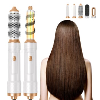 5 σε 1 Air Styler One Step Στεγνωτήρας Μαλλιών White Hot Air Brush Wrap Πολυλειτουργικό φύσημα με χτένα με χτένα για γρήγορο στέγνωμα μπούκλωμα