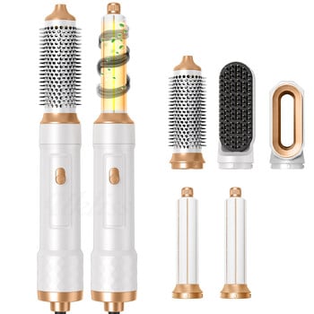 5 σε 1 Air Styler One Step Στεγνωτήρας Μαλλιών White Hot Air Brush Wrap Πολυλειτουργικό φύσημα με χτένα με χτένα για γρήγορο στέγνωμα μπούκλωμα