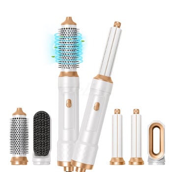 5 σε 1 Air Styler One Step Στεγνωτήρας Μαλλιών White Hot Air Brush Wrap Πολυλειτουργικό φύσημα με χτένα με χτένα για γρήγορο στέγνωμα μπούκλωμα