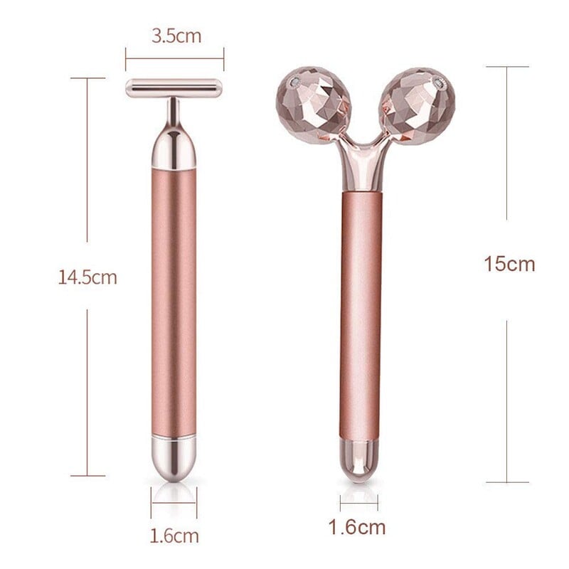 24K zlatý kozmetický prístroj na tvár, elektrický vibračný ružový kremeň, 3D valček na lifting tváre, 3D gua sha nefritový valček