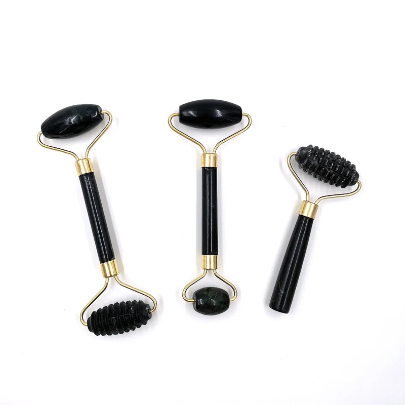 Obsidian Jade Roller Massager Guaša skrāpis sejai Sejas ādas kopšanas instrumenti Dabīgs ķermenis Mugura Skaistums Liftings Masāžas Veltņi