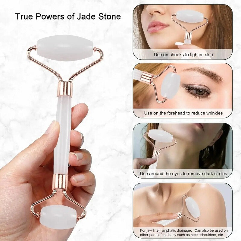 Premium Jade Roller i Gua Sha Set by Facial for Skin Care Anti-Aging Puffiness Self Gift Women