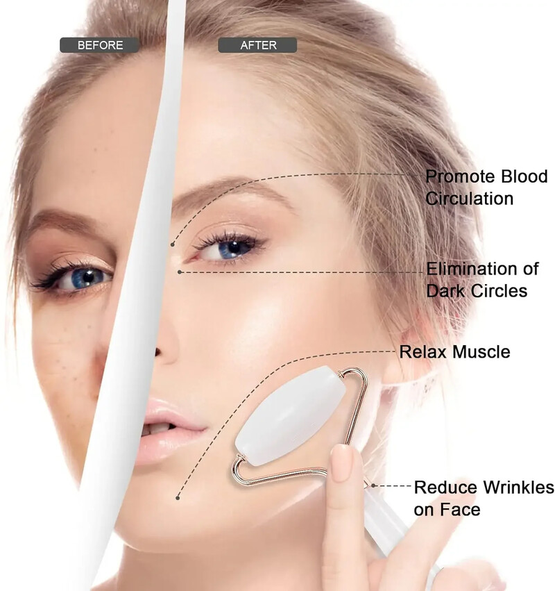 Premium Jade Roller i Gua Sha Set by Facial for Skin Care Anti-Aging Puffiness Self Gift Women