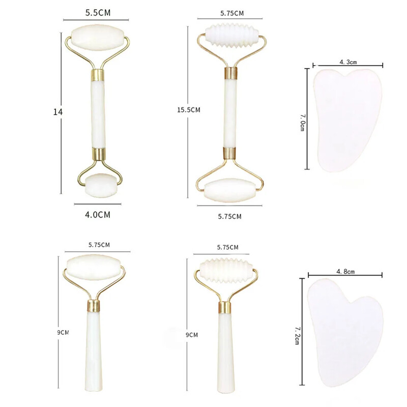 Naujas balto nefrito akmens masažo natūralaus kvarco grandiklis Jade volelis Gua sha rinkinys baltas veidą pakeliantis veido masažuoklis nugarai