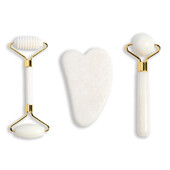 Natūralus nefrito ritininis masažuoklis veidui, kūnui nugarai, pėdų masažo voleliu, veido pakėlimą mažinantis raukšles dvipusis gua sha nefrito akmuo