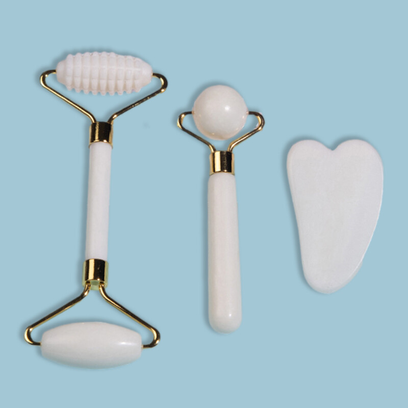 Natūralus nefrito ritininis masažuoklis veidui, kūnui nugarai, pėdų masažo voleliu, veido pakėlimą mažinantis raukšles dvipusis gua sha nefrito akmuo