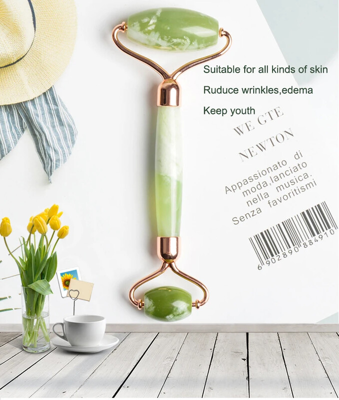 Veido nefrito masažo volelis dvigubos galvos Jade volelis natūralaus akmens masažuoklis kaklo pakėlimas veido veido masažo veido masažuoklis