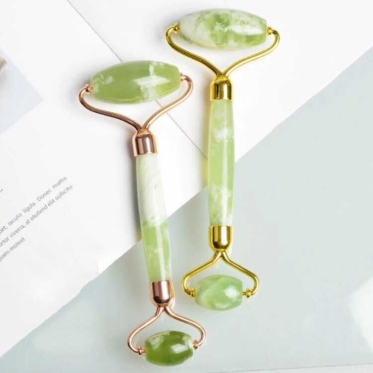 Veido nefrito masažo volelis dvigubos galvos Jade volelis natūralaus akmens masažuoklis kaklo pakėlimas veido veido masažo veido masažuoklis