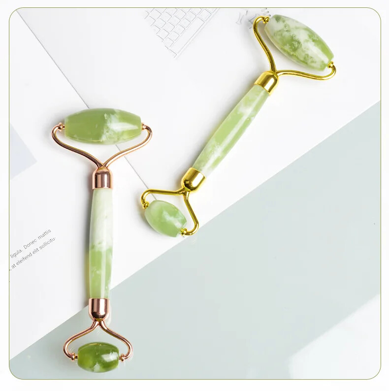 Veido nefrito masažo volelis dvigubos galvos Jade volelis natūralaus akmens masažuoklis kaklo pakėlimas veido veido masažo veido masažuoklis