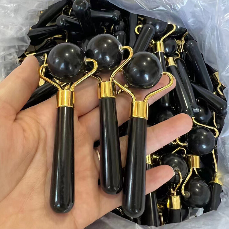 Natūralus nefrito veido voleliu masažuoklis veidui, kaklui, kūnui, akių masažui, stabdantis senėjimą raukšles liekninantis masažo terapijos SPA odos priežiūros įrankis