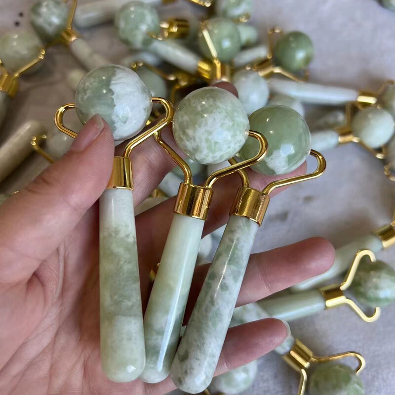 Natūralus nefrito veido voleliu masažuoklis veidui, kaklui, kūnui, akių masažui, stabdantis senėjimą raukšles liekninantis masažo terapijos SPA odos priežiūros įrankis