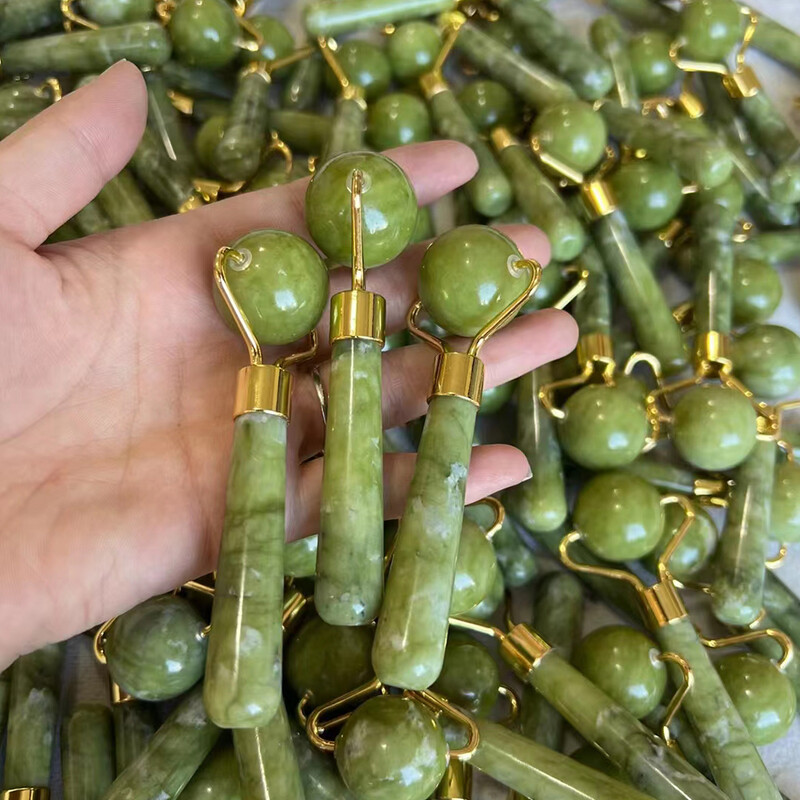 Natūralus nefrito veido voleliu masažuoklis veidui, kaklui, kūnui, akių masažui, stabdantis senėjimą raukšles liekninantis masažo terapijos SPA odos priežiūros įrankis