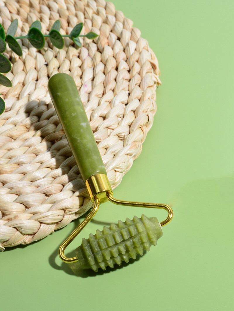 1 vnt Xiu Yu Jade Roller Veido Ridged Roller Odos Masažo Roller Veido Grožio Indelis Natūralūs Xiuyu plono veido įrankiai