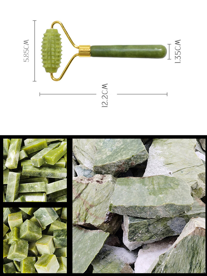 1 vnt Xiu Yu Jade Roller Veido Ridged Roller Odos Masažo Roller Veido Grožio Indelis Natūralūs Xiuyu plono veido įrankiai