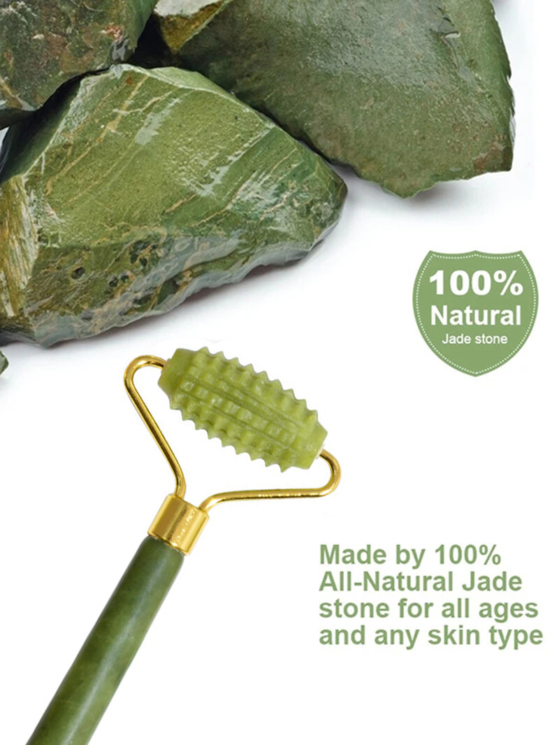 1 vnt Xiu Yu Jade Roller Veido Ridged Roller Odos Masažo Roller Veido Grožio Indelis Natūralūs Xiuyu plono veido įrankiai