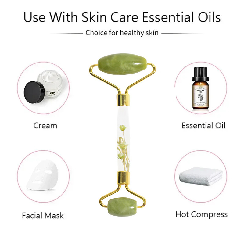 Natūralus raukšles stabdantis nefrito ritininis masažuoklis veido grožiui Veido pakėlimas masažo volelis Guasha Board odos priežiūros priemonės