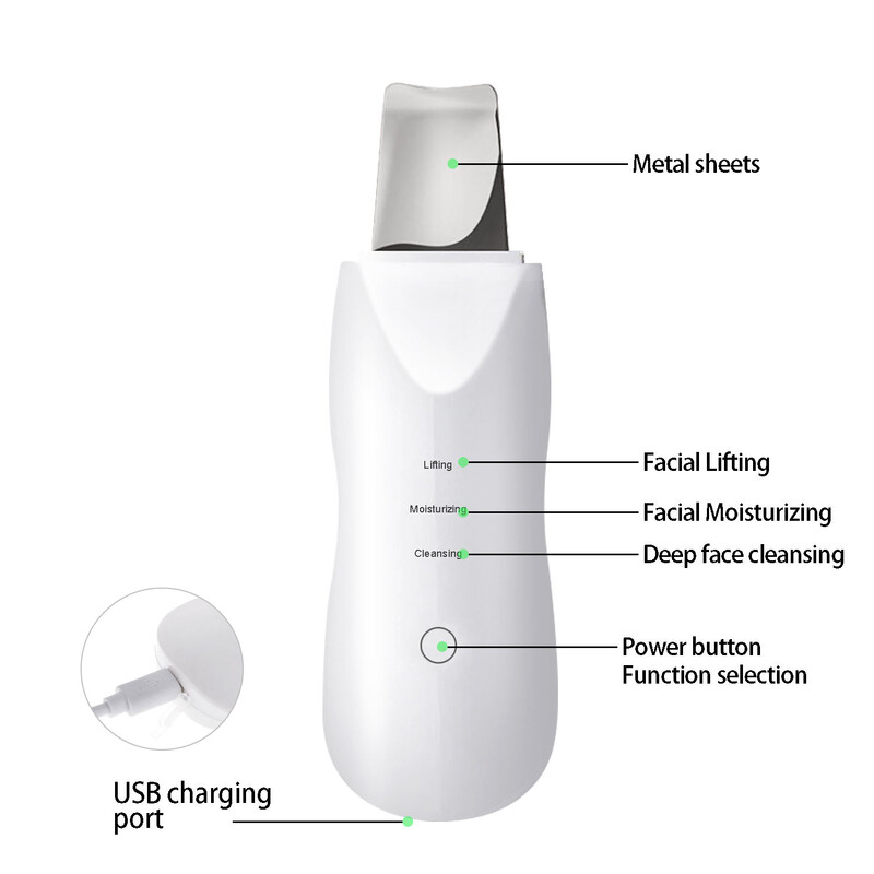 Veido vibracinis masažas odos šveitiklis jonų spuogų inkštirų valiklis šveitimo kastuvu valiklis Veido masažuoklis Odos priežiūra