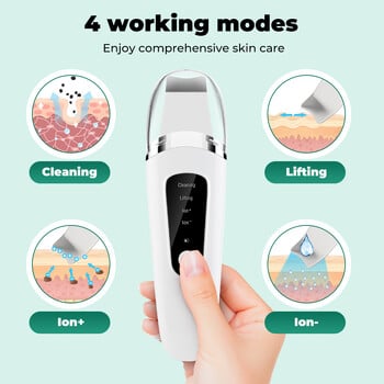 Ultrasonic Skin Scrubber Peeling Remover Blackhead Deep Face Cleaning Ultrasonic Ion Cleaner Pore Cleaner Facial Shovel Cleanser