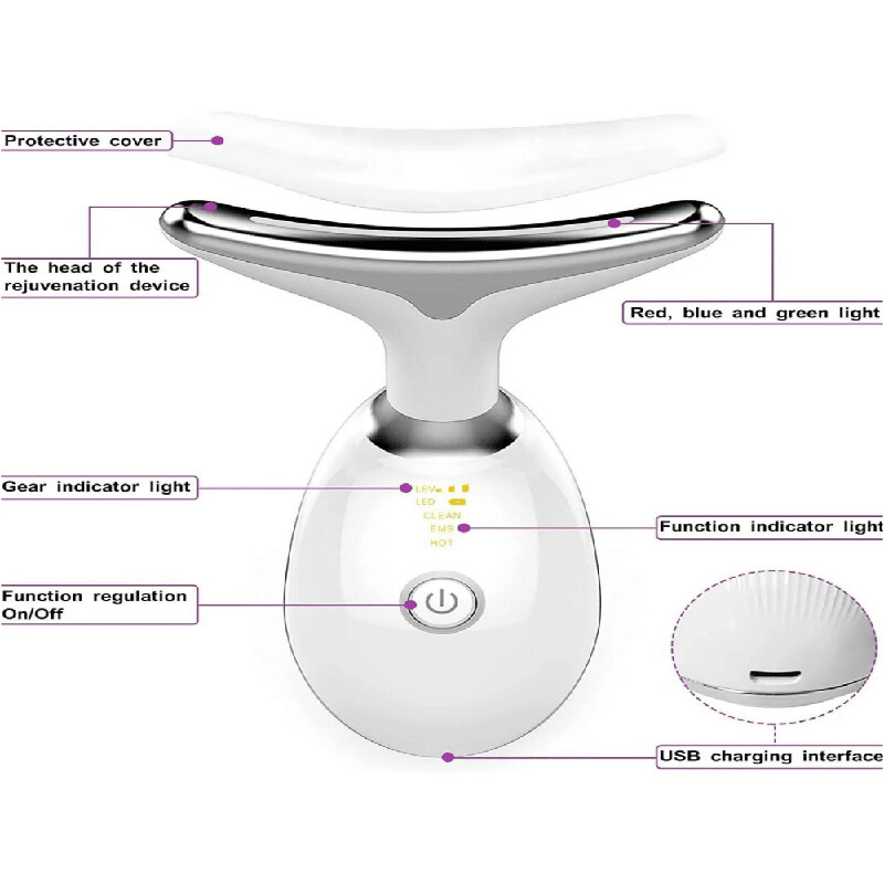 Raudonos šviesos terapija kaklui Veidui Grožio masažo įrankiai Dvigubo smakro vibracinis masažas skirtas odos priežiūrai