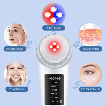 Συσκευές ανόρθωσης προσώπου 5 σε 1 EMS RF Microcurrent Skin Rejuvenation Facial Massager Light Therapy Anti Aging Wrinkle Beauty Aparat