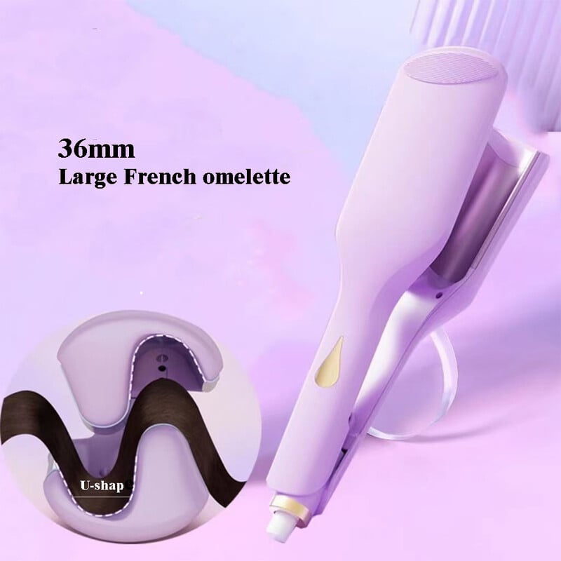 36 mm gilios bangos elektrinis kiaušinių ritininis garbanojimo geležies skystųjų kristalų ekranas Garbanojimo įrankis Ilgalaikis stilius prancūziškas bangavimas formavimo lazdelės įrankiai