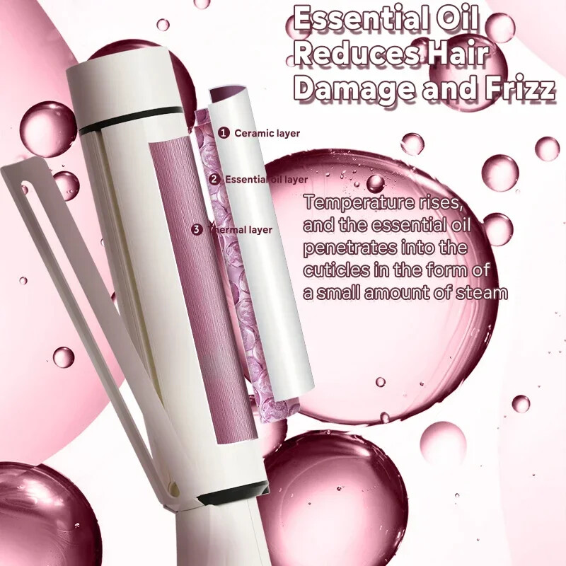 NOVUS 40MM garbanojimo lygintuvas Plaukų garbanojimo lygintuvas 4000W neigiamų jonų keramikinis greitai įkaistantis plaukų suktukas Banginis lygintuvas Big Wand Wave plaukų formuotojas