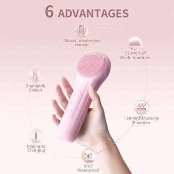 Sonic Waterproof Facial Cleansing Brush Rechargeable Scrubber Exfoliating Vibrating Deep Clean Face Cleaner Skin Care Tool