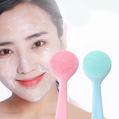 Perie de curățare facială din silicon cu două fețe Perie moale de spălat pentru masaj facial pentru îndepărtarea punctelor negre Instrument portabil de îngrijire a pielii