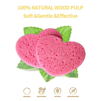 20/50 бр. Heart Natural Wood Pulp Sponge Celulose Compress Cosmetic Puff Facial Wash Sponge Face Care Clean Makeup Remover Tool