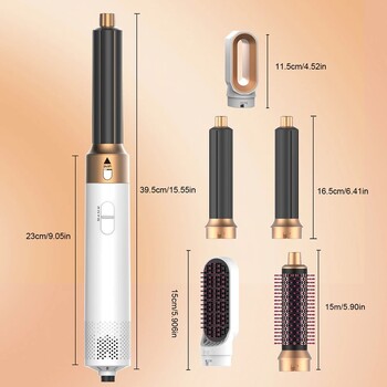 Професионална въздушна машина за оформяне на коса 5 в 1 Ниско ниво на шум, къдрене на коса, изправяне на коса, сушене на коса, 1000 W четки с горещ въздух