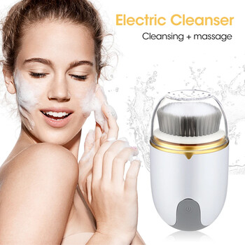 Electric Facial Cleansing Brush 360 Rotate Deep Cleanser 2 in 1 Pore Cleaner Μαλακό πινέλο απολέπισης με ανταλλακτικές κεφαλές