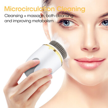 Electric Facial Cleansing Brush 360 Rotate Deep Cleanser 2 in 1 Pore Cleaner Μαλακό πινέλο απολέπισης με ανταλλακτικές κεφαλές