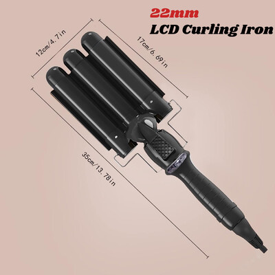 3 hordós hajsütőpálca elektromos professzionális kerámia hajcsavaró görgő Lcd hajsütővas hullámos divatformázó eszközök