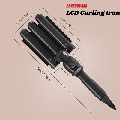 3 hordós hajsütőpálca elektromos professzionális kerámia hajcsavaró görgő Lcd hajsütővas hullámos divatformázó eszközök