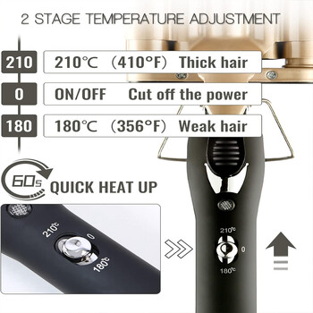 Quick Heating Ceramic 2 Маша за къдрене с контролирана температура Преносимо PTC отопление 5 кофи вълнообразна маша