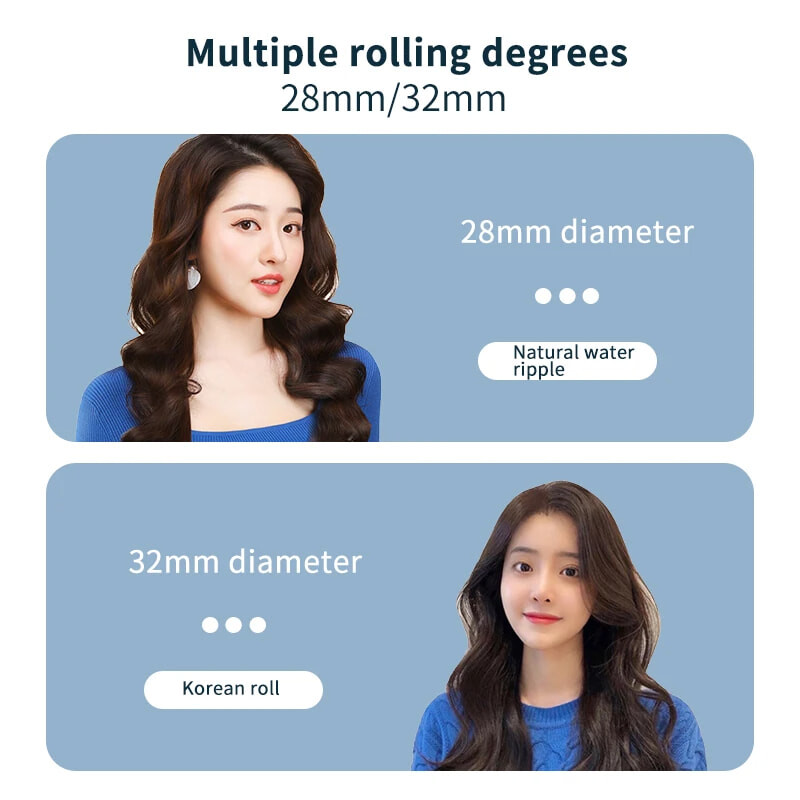 Περιστρεφόμενο σίδερο για μπούκλες 25/28/32 χιλιοστά Μαλλιά για μπούκλες για γυναίκες Επαγγελματικό κεραμικό εργαλείο για μπούκλες ρυθμιζόμενης θερμοκρασίας Εργαλείο styling μαλλιών