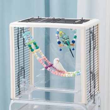 Parakeets Perch Birdcage Ladder Toy Parrots Swing Toy Birdcage Playstand Cockatiel Budgies Hanging-Ladder Cage Chew Toy