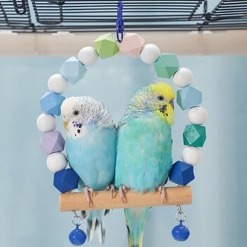 Parakeets Perch Birdcage Ladder Toy Parrots Swing Toy Birdcage Playstand Cockatiel Budgies Hanging-Ladder Cage Chew Toy