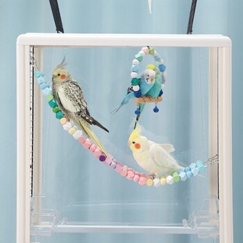 Parakeets Perch Birdcage Ladder Toy Parrots Swing Toy Birdcage Playstand Cockatiel Budgies Hanging-Ladder Cage Chew Toy