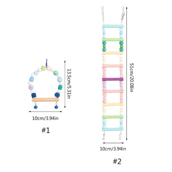 Parakeets Perch Birdcage Ladder Toy Parrots Swing Toy Birdcage Playstand Cockatiel Budgies Hanging-Ladder Cage Chew Toy