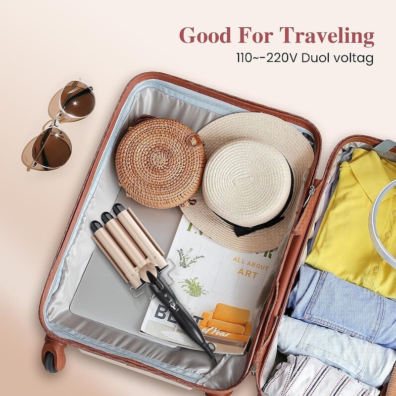 Női hajgöndörítő vasaló hullámos hajformázó eszköz szalongép gyorsfűtés, háromszoros 3 hordós hajsütővas görgő