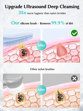 Звукова четка за почистване на лице Дълбоко почистваща ексфолираща масажираща водоустойчива акумулаторна четка за измиване на лице със защита за очите