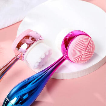 Face Care Cleanser Brush 2 in 1 For Cleansing & Exfoliating Τρισδιάστατη χειροκίνητη βούρτσα καθαρισμού προσώπου με Scrubber προσώπου με μαλακές τρίχες