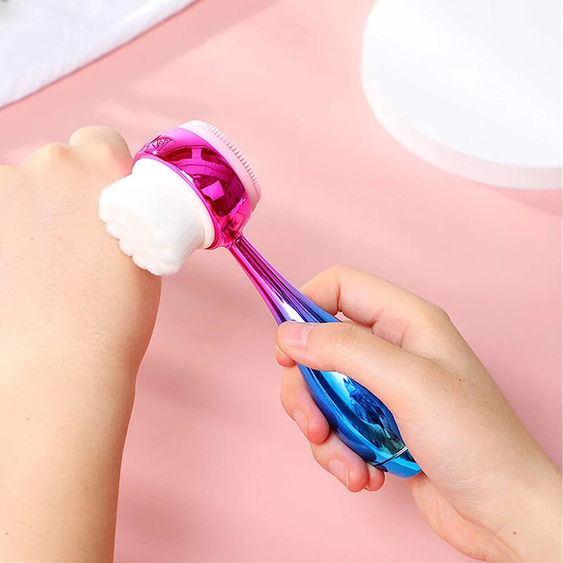 Näohoolduse puhastushari 2-ühes puhastamiseks ja koorimiseks 3D käsitsi näopuhastushari pehmete harjastega näokoorijaga