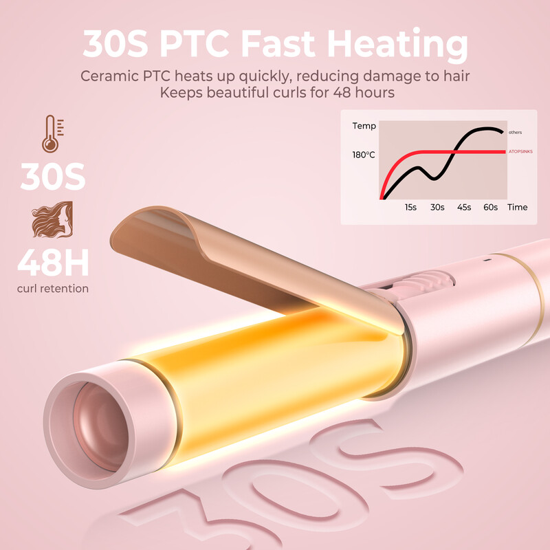 Plaukų garbanojimo geležies lazdele nešiojamas profesionalus garbanos salono kokybės garbanoms Lengvai naudojamas Greitas kaitinimas Ilgalaikiai rezultatai