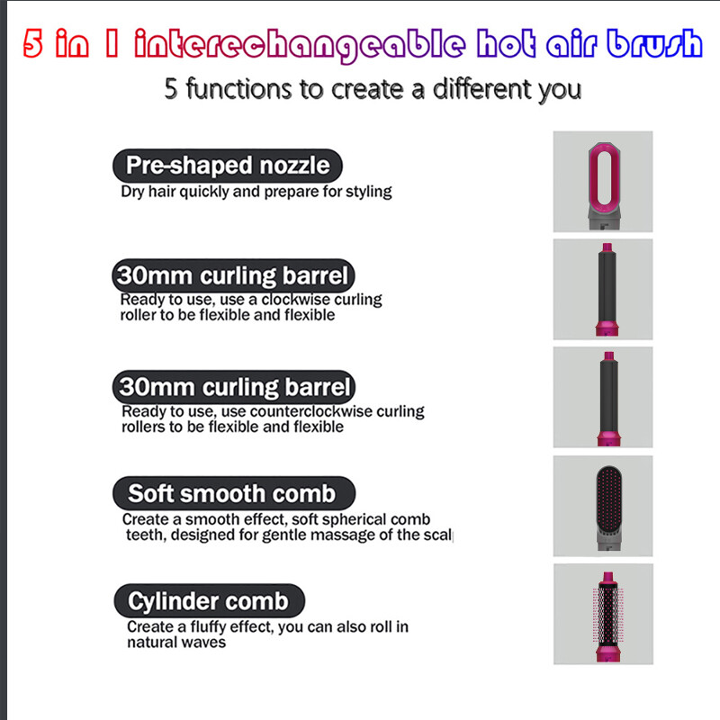 5 vienā matu žāvētājs Profesionāli locīšanas matu taisnotājs veidošanas rīki mitriem un sausiem matiem Airwrap matu žāvētājs mājsaimniecībai