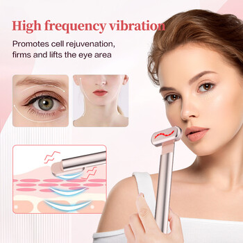 EMS Eye Beauty Instrument Microcurrent Red Light 42℃ Hot Compress Rotable Eye Massage Stick Facial Lifting Skin Tightening